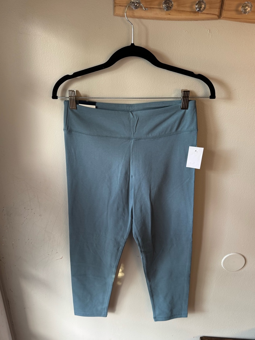 J. Crew NWT Cropped Leggings Slate Nimbus Blue High Wide Waistband Size Medium